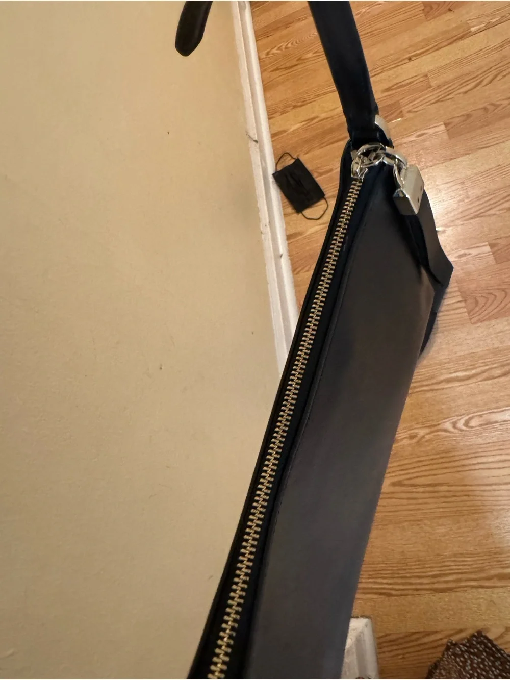 kate spade Black Leather Shoulder Bag with Gold Logo